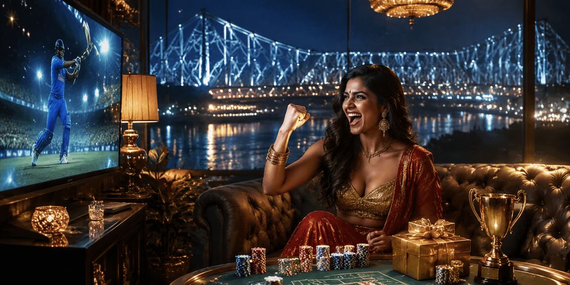Howrah Bridge with cricket fans betting